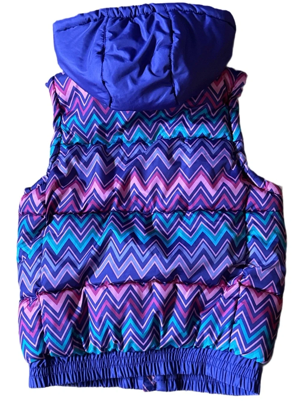 Vertical 9 Girls Chevron Puffer Vest Fleece Lined Pink, Purple, Teal Size L 14
